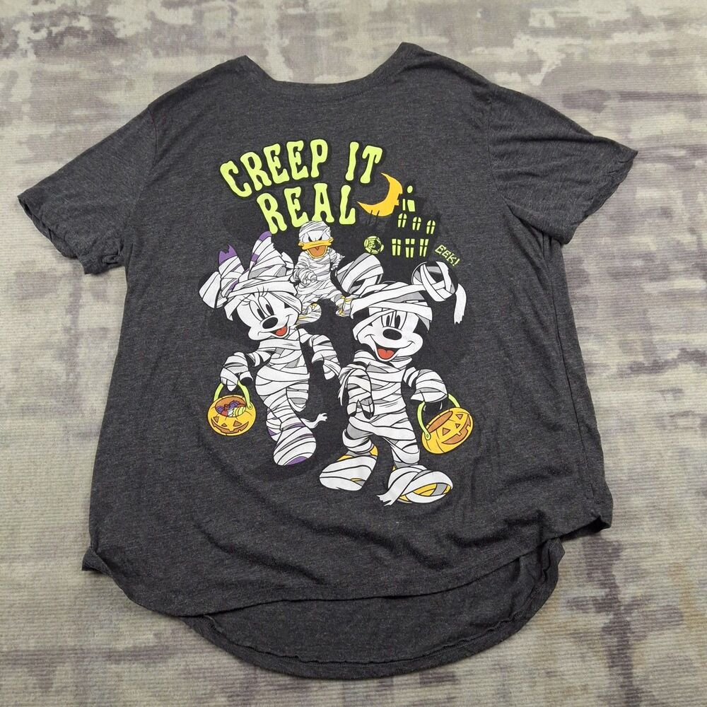 Disney Halloween Shirt XL Creep It Real Mickey Minnie Donald Mummy Graphic Tee